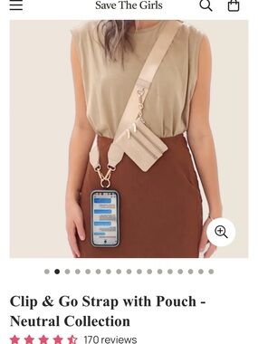 Neutral Beige Crossbody Phone Strap with Zipper Pouch